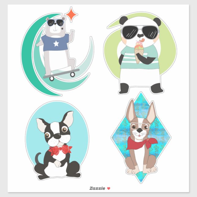 Cool Hipster Animals Sticker (Sheet)