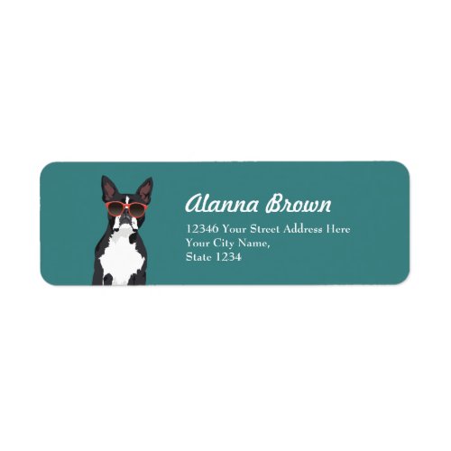 Cool Hipster Black and White Boston Terrier Label