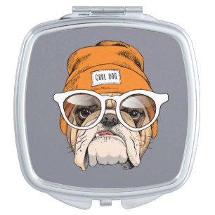 Cool Hipster Bulldog Compact Mirror