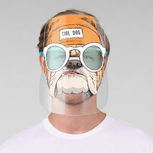 Cool Hipster Bulldog Face Shield