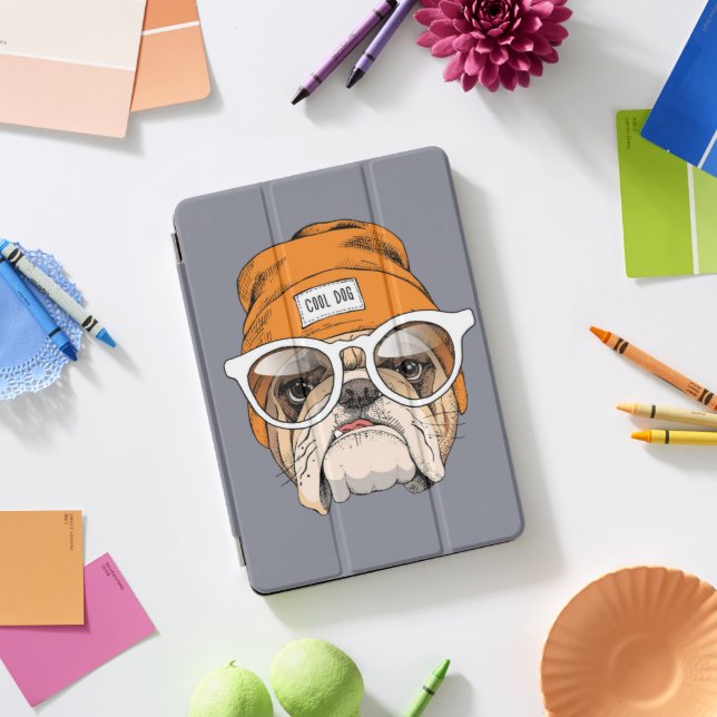 Cool Hipster Bulldog iPad Pro Cover (Desk)