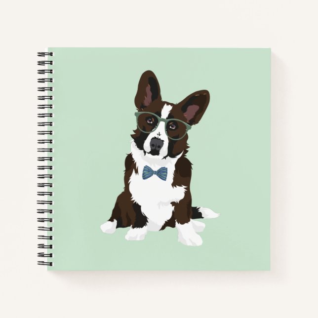 Cool Hipster Cardigan Welsh Corgi for Dog Lovers Notebook (Front)