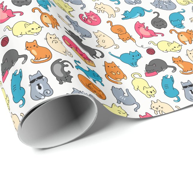 Cool Hipster Cartoon Cats Gift Wrap (Roll Corner)
