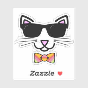 Cool Hipster Cat Bow Tie Sticker