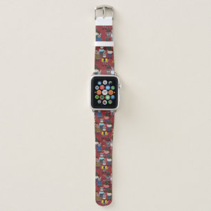 Cool Hipster Cat Pattern Apple Watch Band