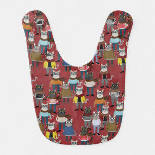 Cool Hipster Cat Pattern Baby Bib