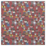 Cool Hipster Cat Pattern Fabric