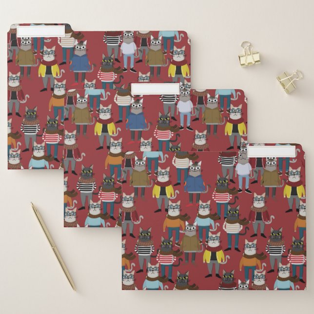 Cool Hipster Cat Pattern File Folder (Set)