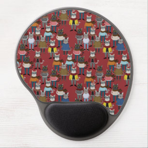 Cool Hipster Cat Pattern Gel Mouse Pad