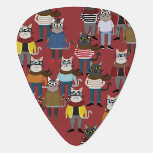 Cool Hipster Cat Pattern Guitar Pick