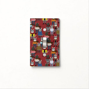 Cool Hipster Cat Pattern Light Switch Cover