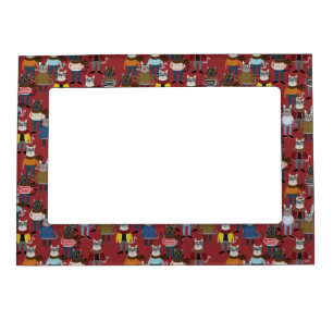 Cool Hipster Cat Pattern Magnetic Frame
