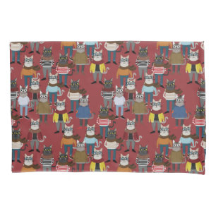 Cool Hipster Cat Pattern Pillow Case