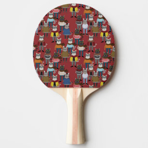 Cool Hipster Cat Pattern Ping Pong Paddle