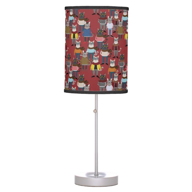 Cool Hipster Cat Pattern Table Lamp (Front)