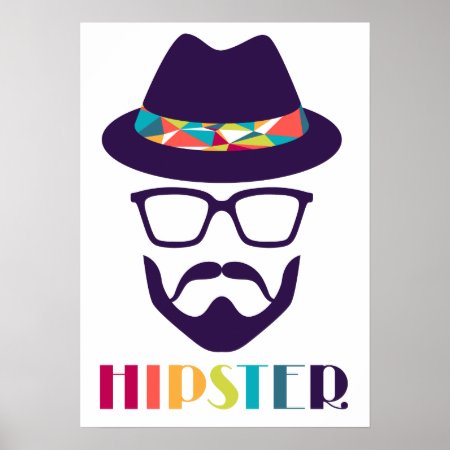 Cool Hipster Cool Hat Glasses Fun Beard Poster