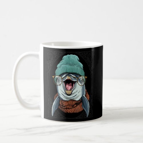 Cool Hipster Dolphin Animal Wearing Glasses Dolphi Coffee Mug