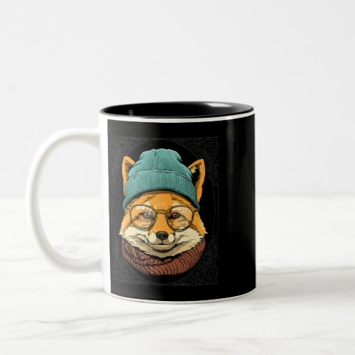 Cool Hipster Fox Wild Animal Wearing Glasses Nerd  Two_Tone Coffee Mug