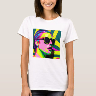 Cool Hipster Lady in Sunglasses Modern Art T-Shirt