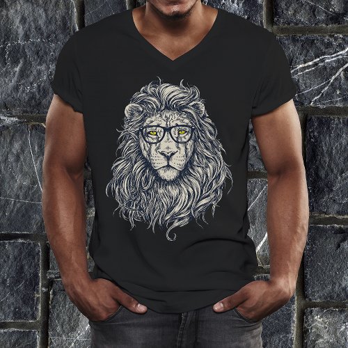 Cool Hipster Lion Funny Mens T_Shirt