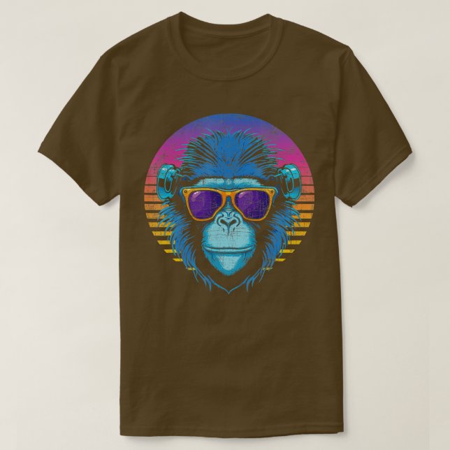 Cool Hipster Monkey Primate Jungle Safari Zoo Anim T-Shirt (Design Front)
