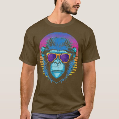 Cool Hipster Monkey Primate Jungle Safari Zoo Anim T_Shirt