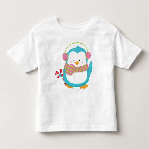 Cool Hipster Penguin Winter Kids Toddler Christmas Toddler T_shirt