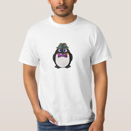 Cool Hipster Penguin With Fedora T-shirt