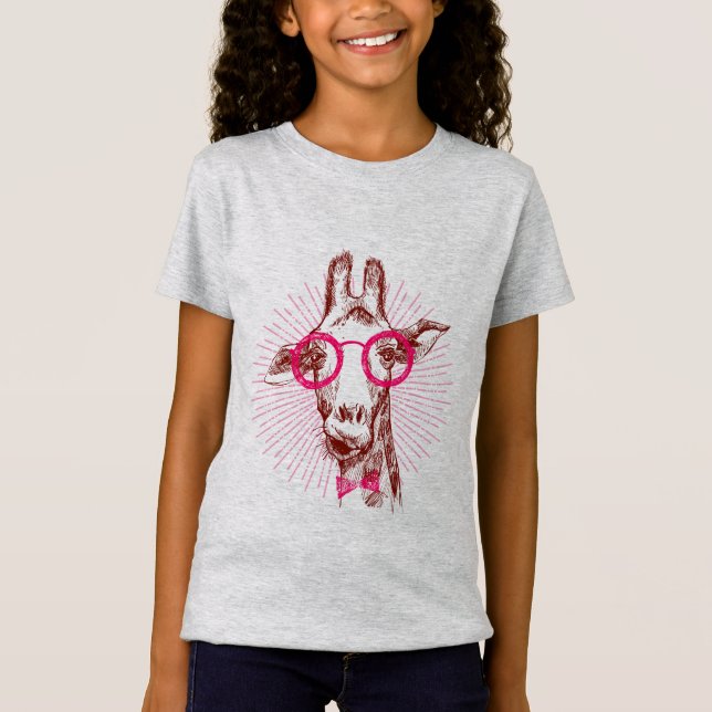 Cool Hipster Stylish Giraffe T-Shirt (Front)