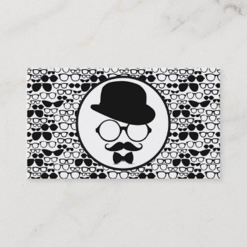 Cool Hipster Surrounded By Eyeglasses Business Card by rhondajaidesigns at Zazzle