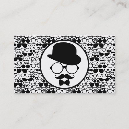 Cool Hipster Surrounded By Eyeglasses Business Card