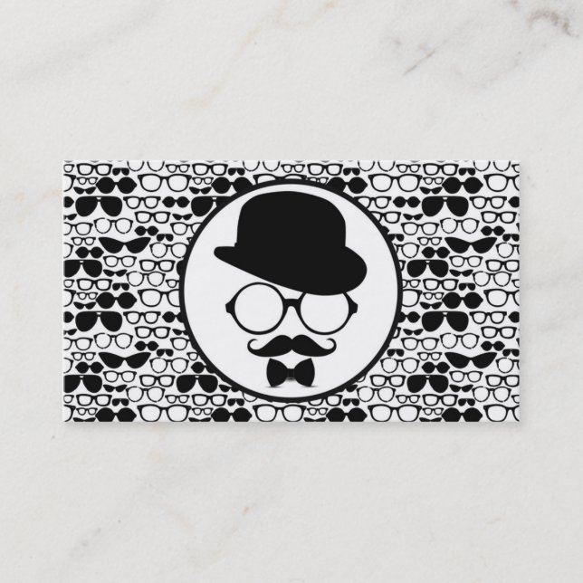 Cool Hipster Surrounded by Eyeglasses Business Card (Front)