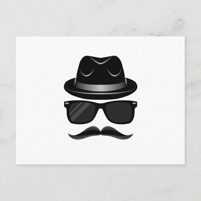 Cool Hipster with mustache, hat and sunglasses Postcard (Front)