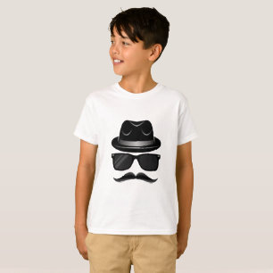Cool Hipster with mustache, hat and sunglasses T-Shirt