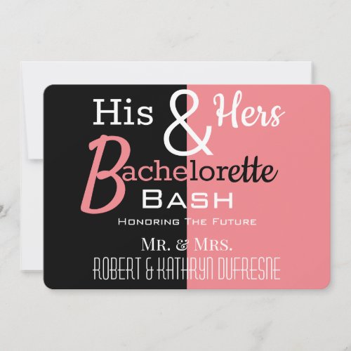 Cool His  Hers Combo Bachelorette Personalized C Invitation