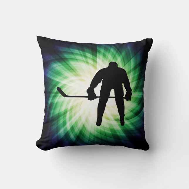 Cool Hockey Player Throw Pillow (Front)