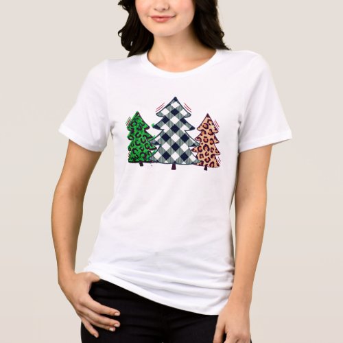 Cool Holiday Red Check Christmas Tree T_Shirt Tri_Blend Shirt