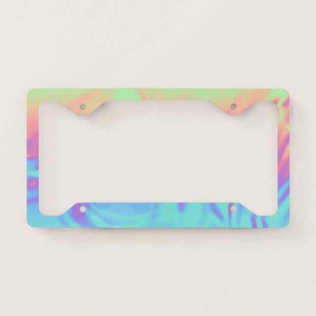 Cool Holographic Abstract Colorful Gradient License Plate Frame (Front)