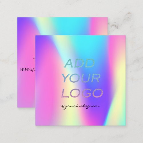 Cool Holographic Add Your Logo Square Business Card