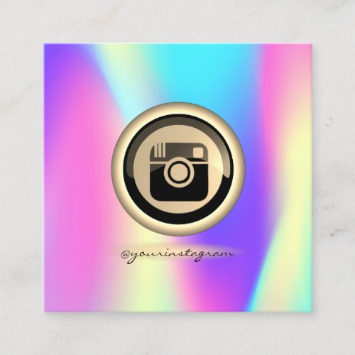 Cool Holographic Instagram Social Media Square Business Card