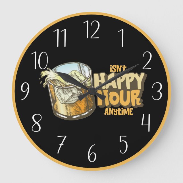 cool home bar or bar happy hour  large clock (Front)