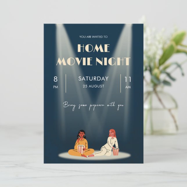 Cool Home Movie Night Dark Flyer Invitation (Standing Front)
