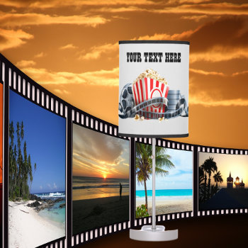 Cool Home Movie Theater Add Text Table Lamp by DoodlesGifts at Zazzle