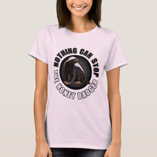 Cool Honey Badger Round Logo Style Graphic T-Shirt (Front)