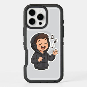 Cool Hoodie Boy Singing Sticker 🎧 Music Lover A iPhone 16 Pro Max Case