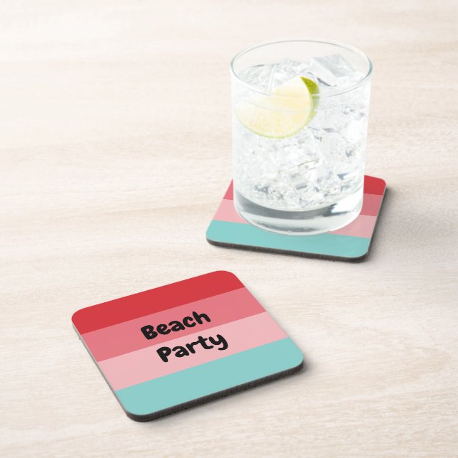 Cool Horizontal Striped Beach Party Beverage Coaster (Right Side)