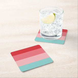 Cool Horizontal Striped Square Paper Coaster