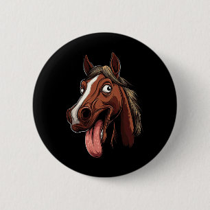 Cool Horse Showing Tongue Horses Riding On Horseba Button