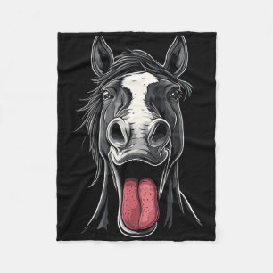 Cool Horse Showing Tongue Horses Riding On Horseba Fleece Blanket