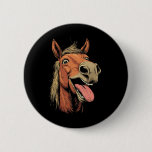 Cool Horse Showing Tongue Horses Riding On Horseck Button
